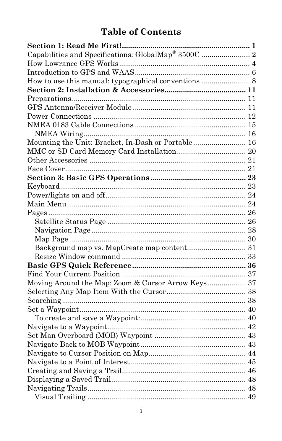 Lowrance electronic 3500C User Manual | Page 3 / 136
