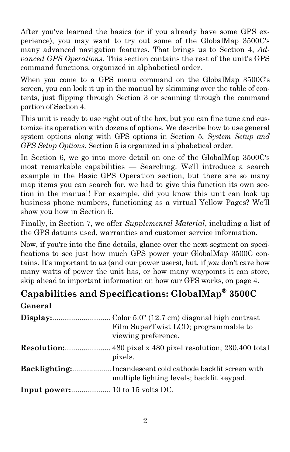Capabilities and specifications: globalmap, 3500c | Lowrance electronic 3500C User Manual | Page 8 / 136