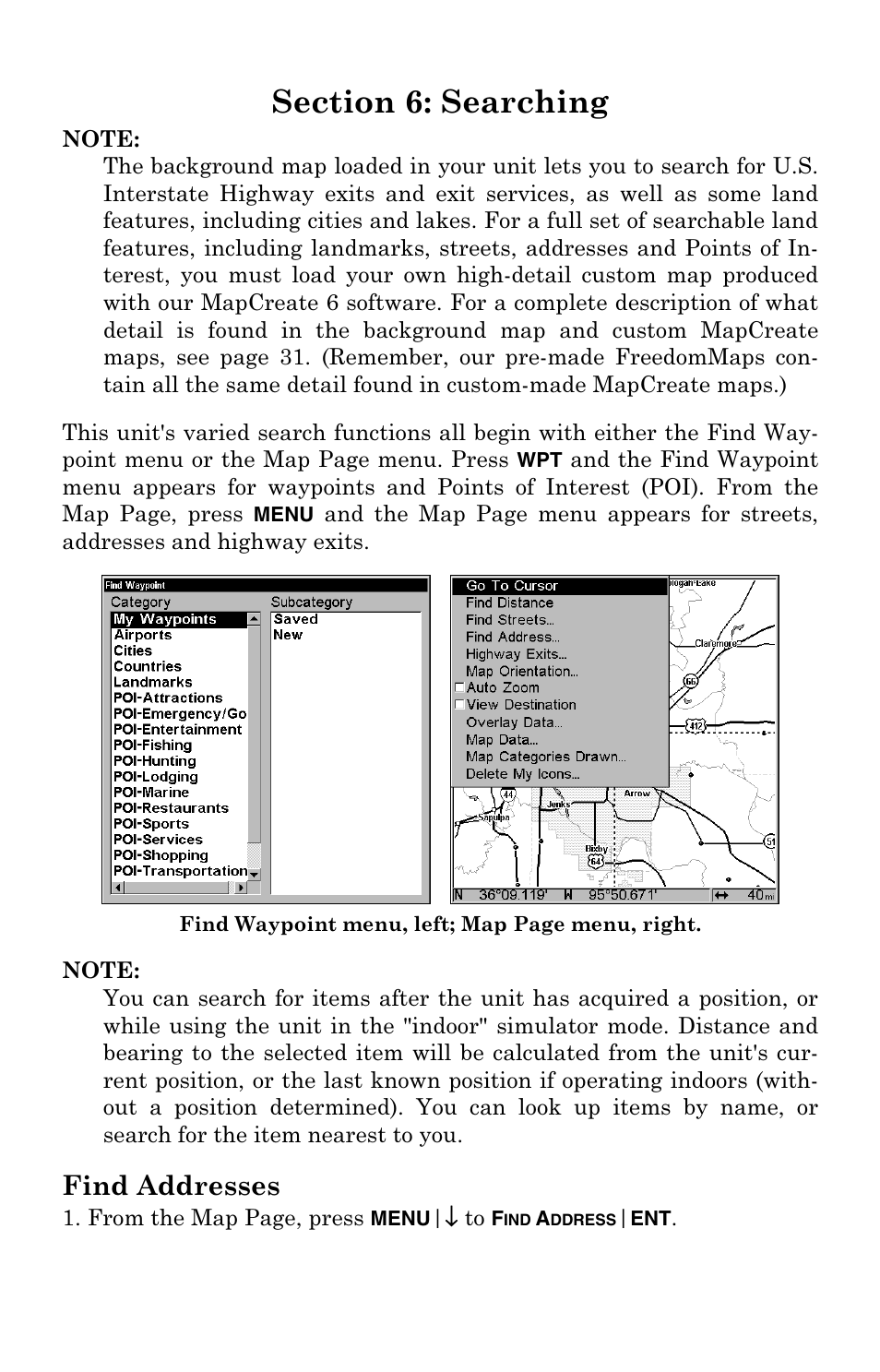 Find addresses | Lowrance electronic Mapping GPS Receiver User Manual | Page 103 / 132