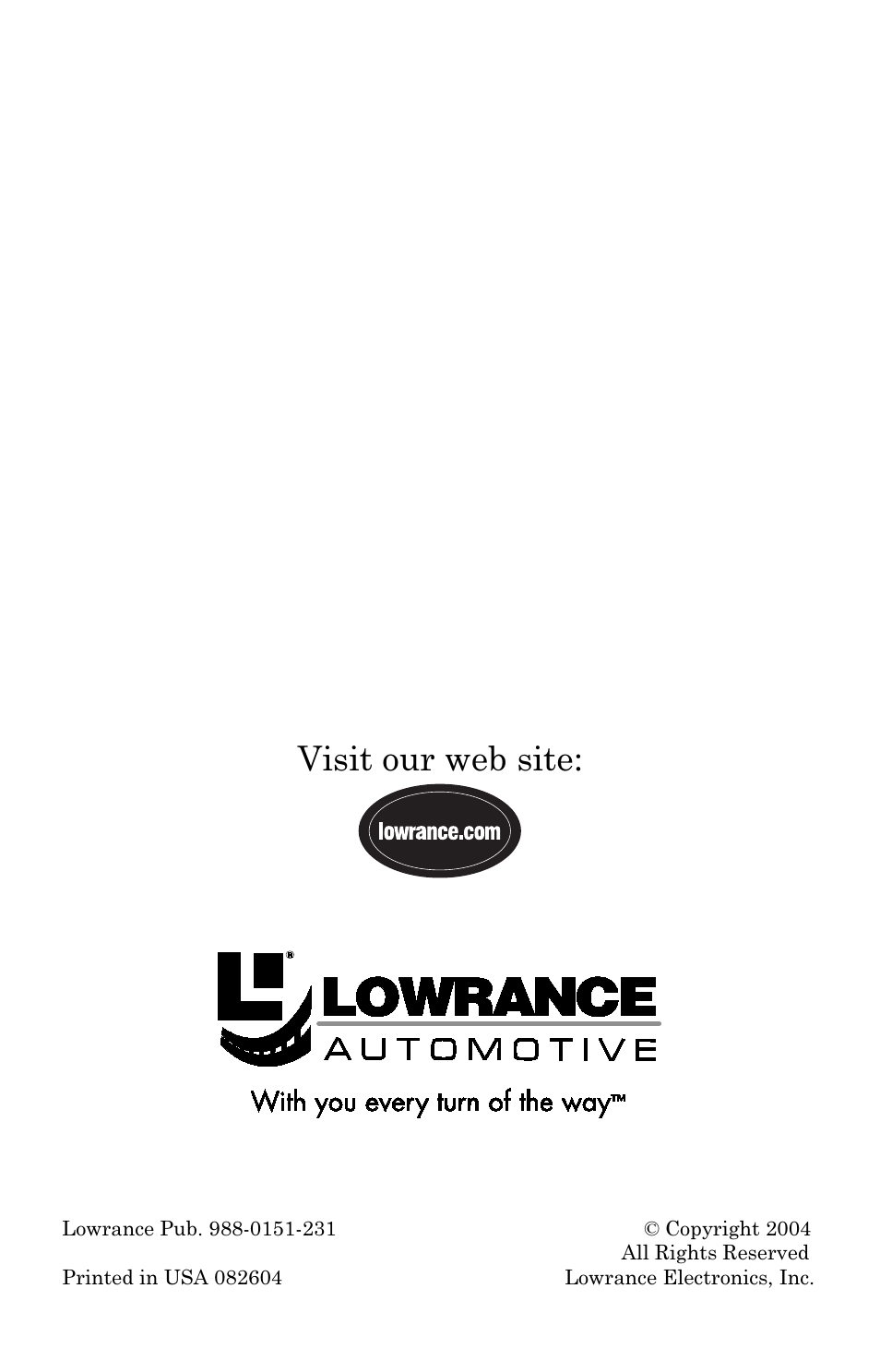 Visit our web site | Lowrance electronic Mapping GPS Receiver User Manual | Page 132 / 132