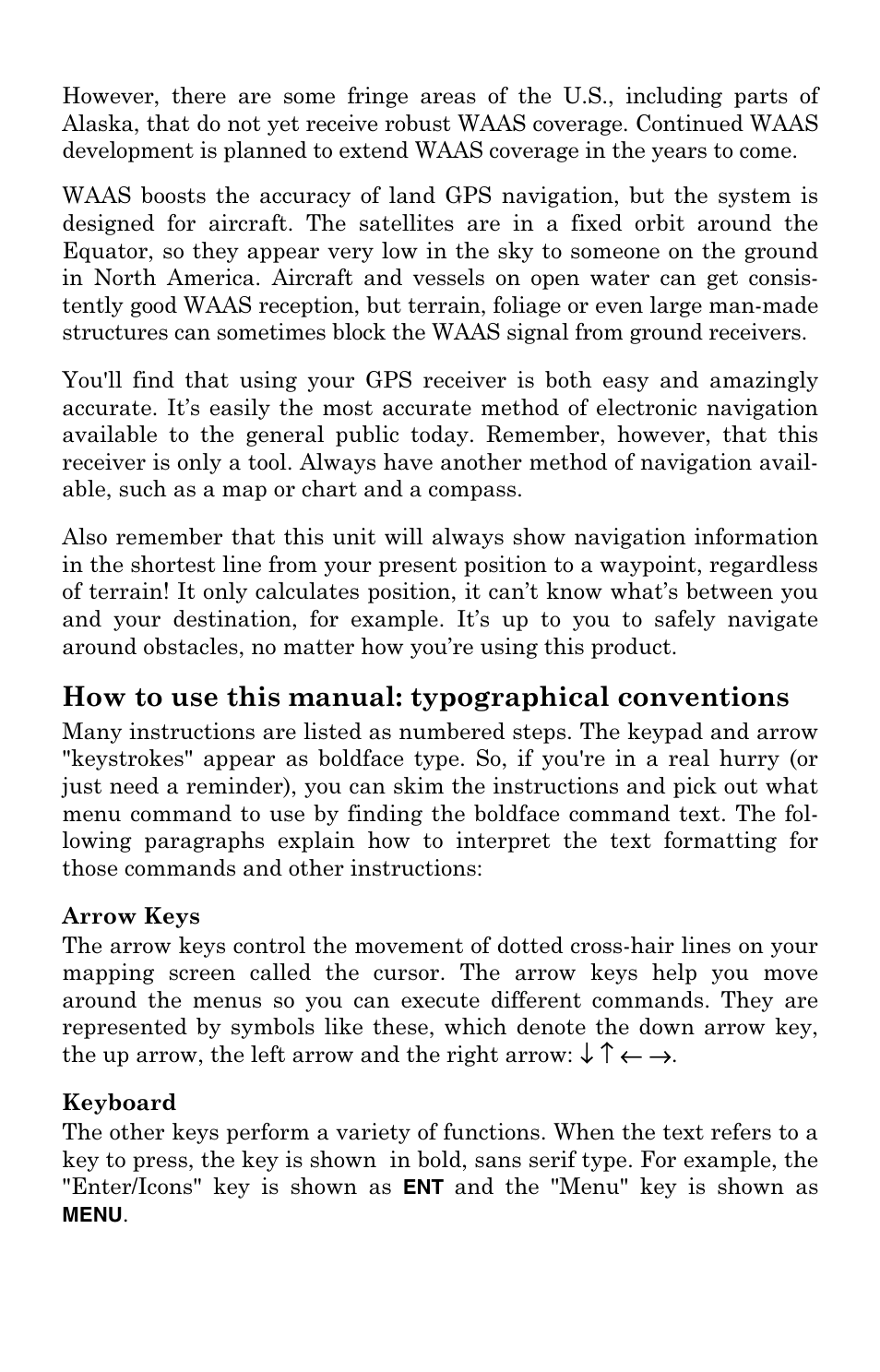 How to use this manual: typographical conventions | Lowrance electronic Mapping GPS Receiver User Manual | Page 14 / 132