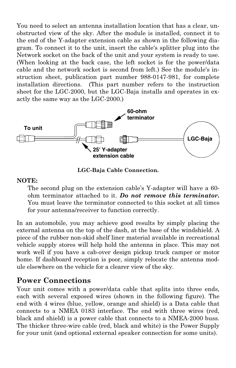 Power connections | Lowrance electronic Mapping GPS Receiver User Manual | Page 18 / 132