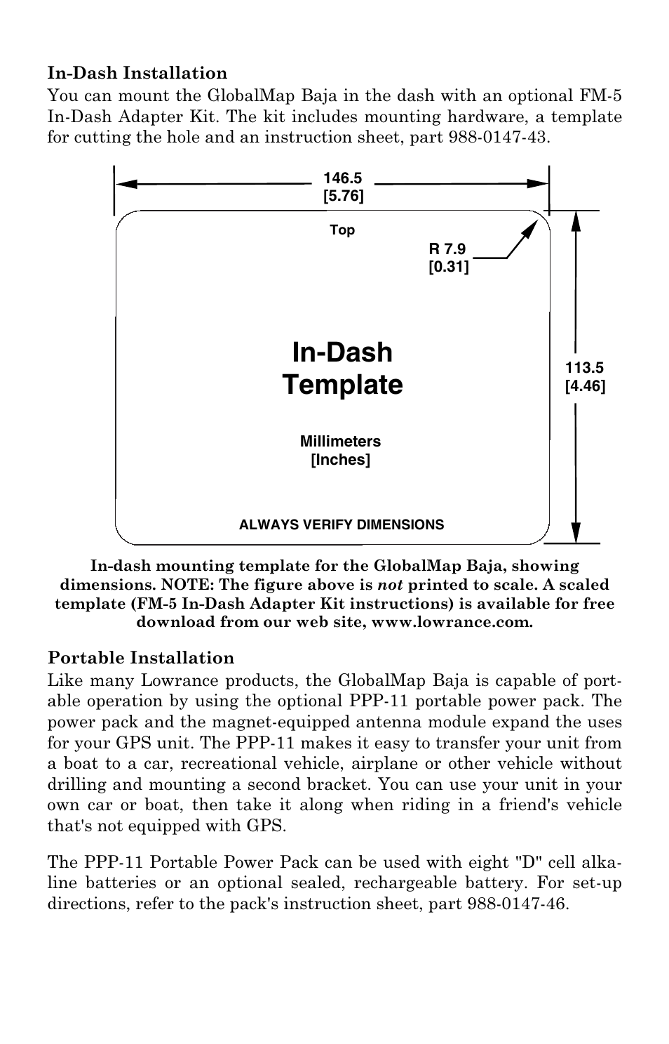 In-dash template | Lowrance electronic Mapping GPS Receiver User Manual | Page 25 / 132