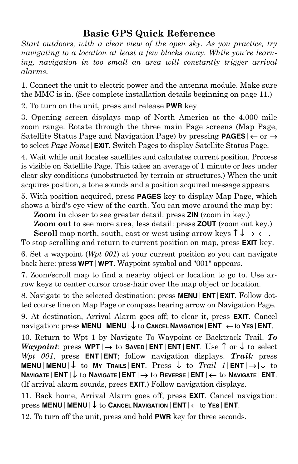 Basic gps quick reference | Lowrance electronic Mapping GPS Receiver User Manual | Page 41 / 132