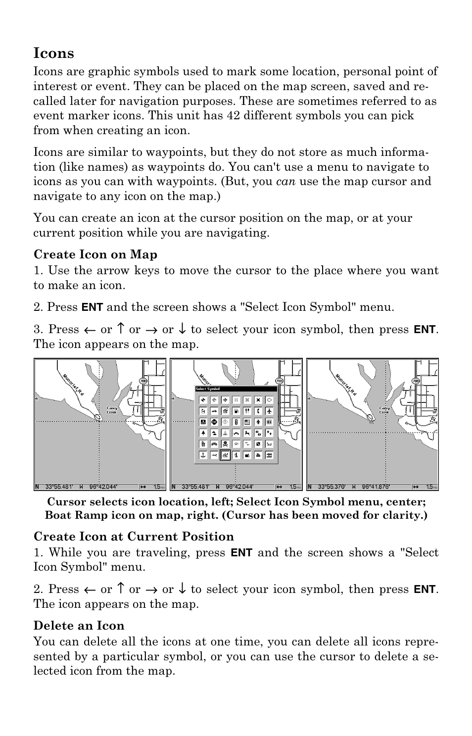 Icons | Lowrance electronic Mapping GPS Receiver User Manual | Page 60 / 132