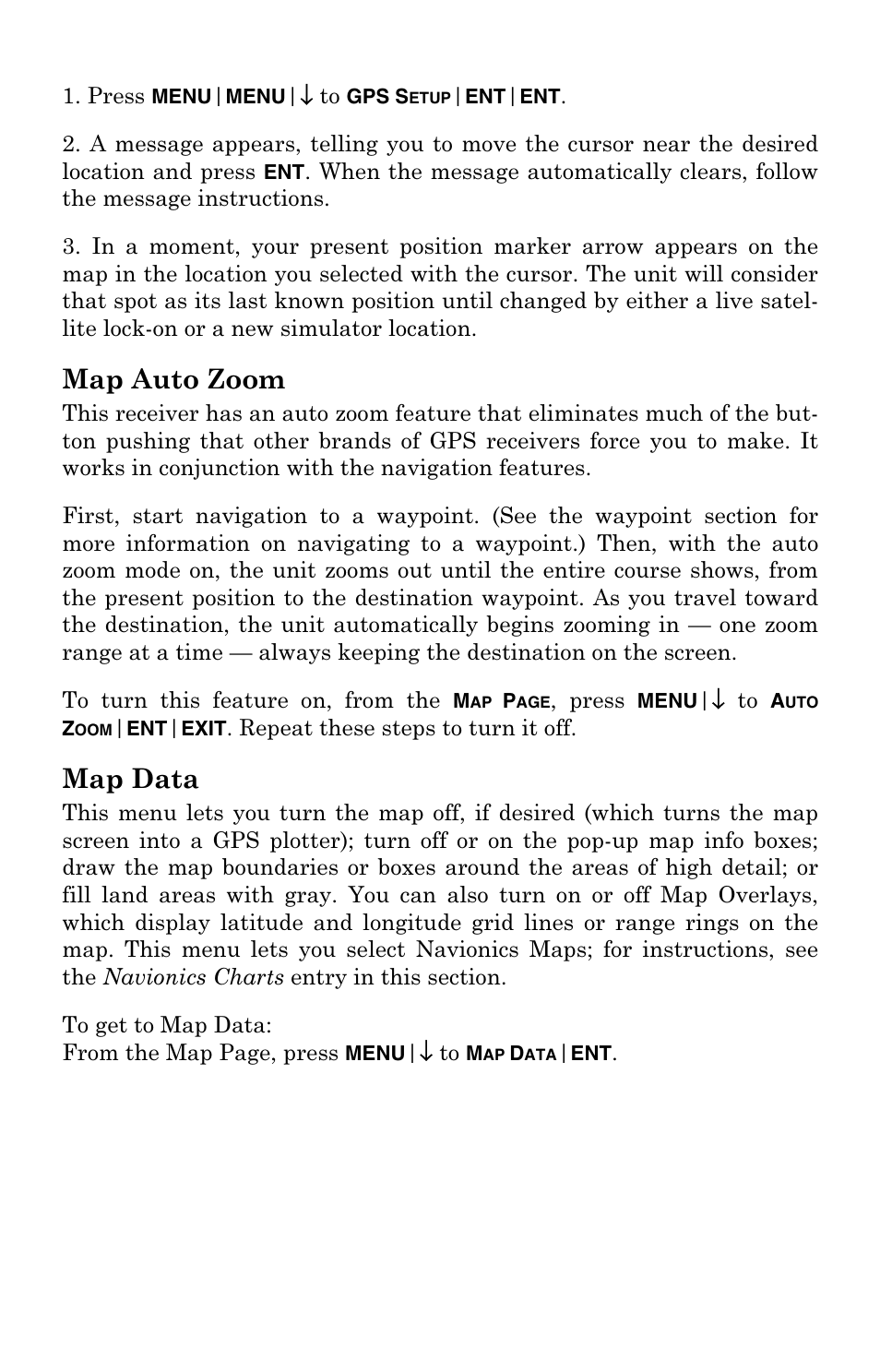 Map auto zoom, Map data | Lowrance electronic Mapping GPS Receiver User Manual | Page 83 / 132