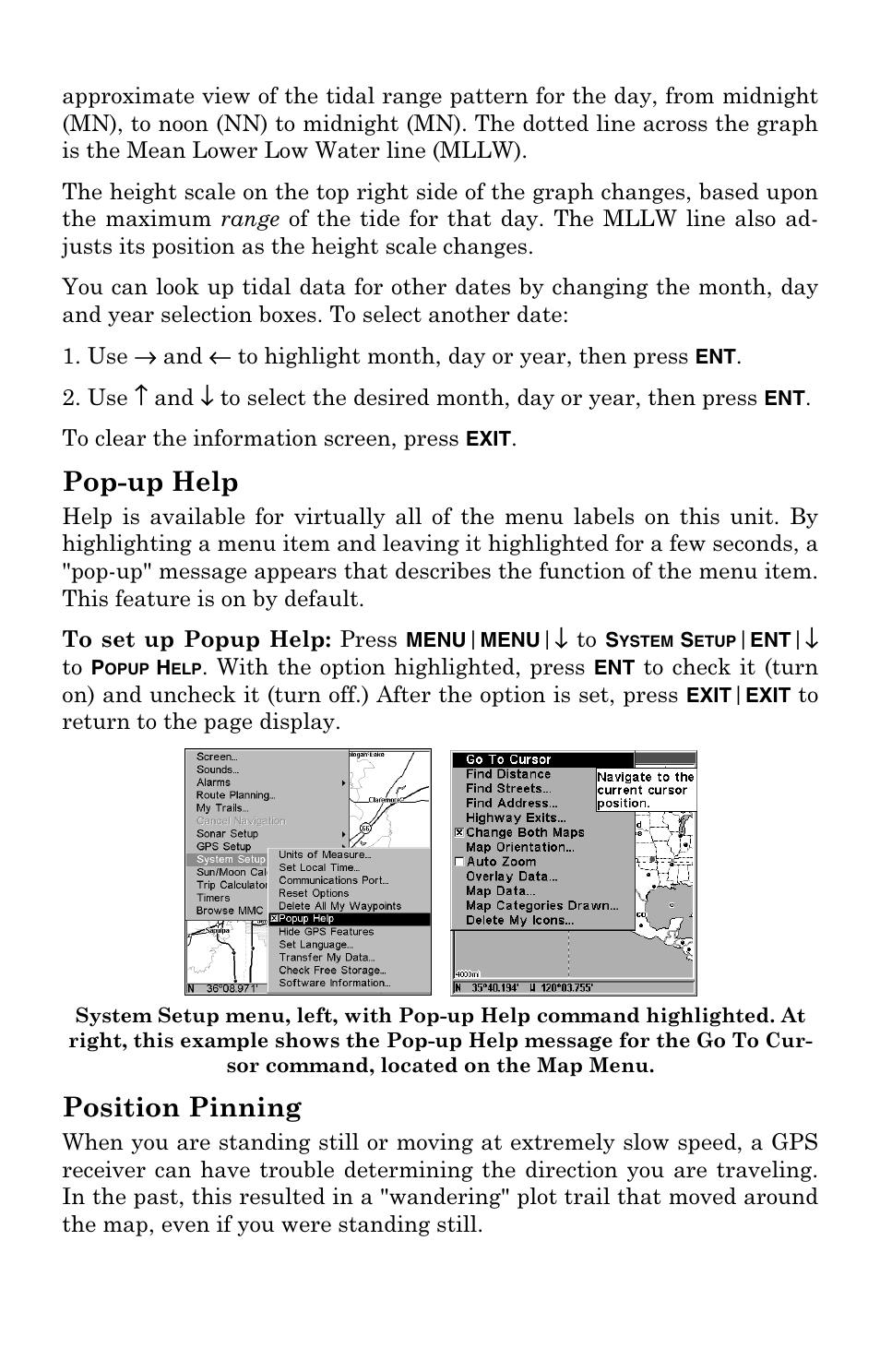 Pop-up help, Position pinning | Lowrance electronic Mapping GPS Receiver User Manual | Page 93 / 132