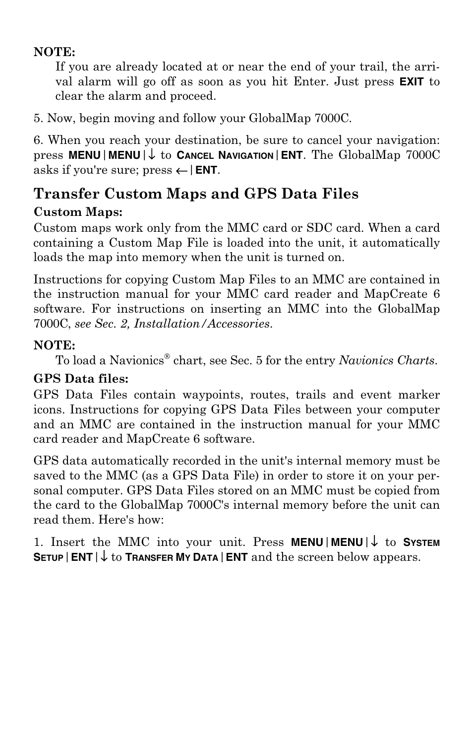 Transfer custom maps and gps data files | Lowrance electronic GlobalMap 7000C User Manual | Page 55 / 128
