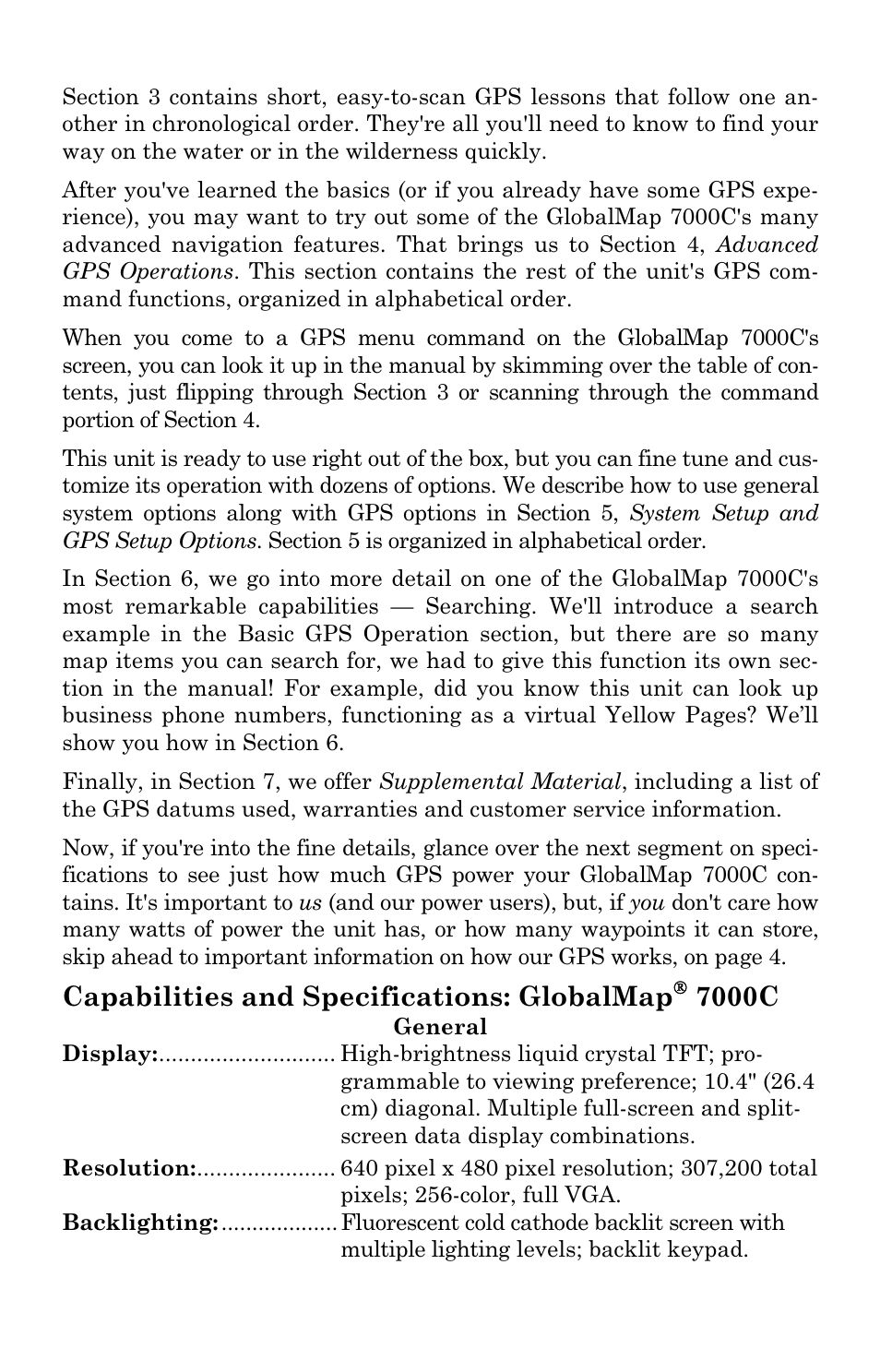 Capabilities and specifications: globalmap, 7000c | Lowrance electronic GlobalMap 7000C User Manual | Page 8 / 128