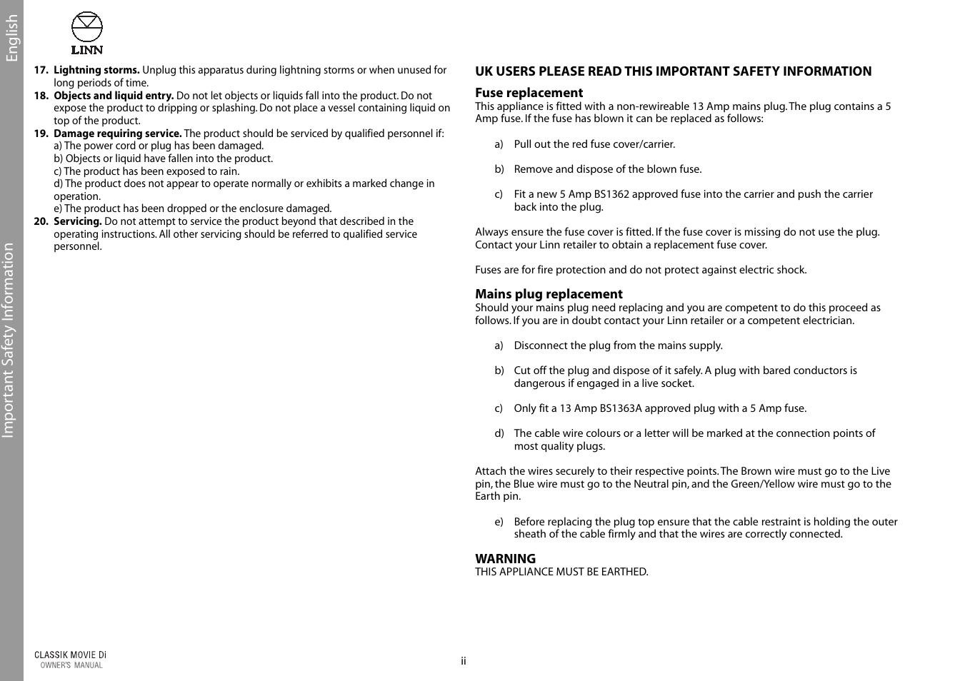 Linn CLASSIK Movie Di User Manual | Page 4 / 54