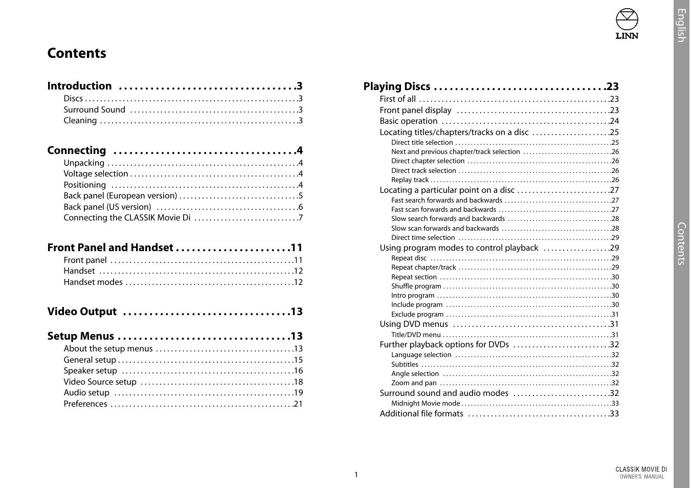 Linn CLASSIK Movie Di User Manual | Page 7 / 54