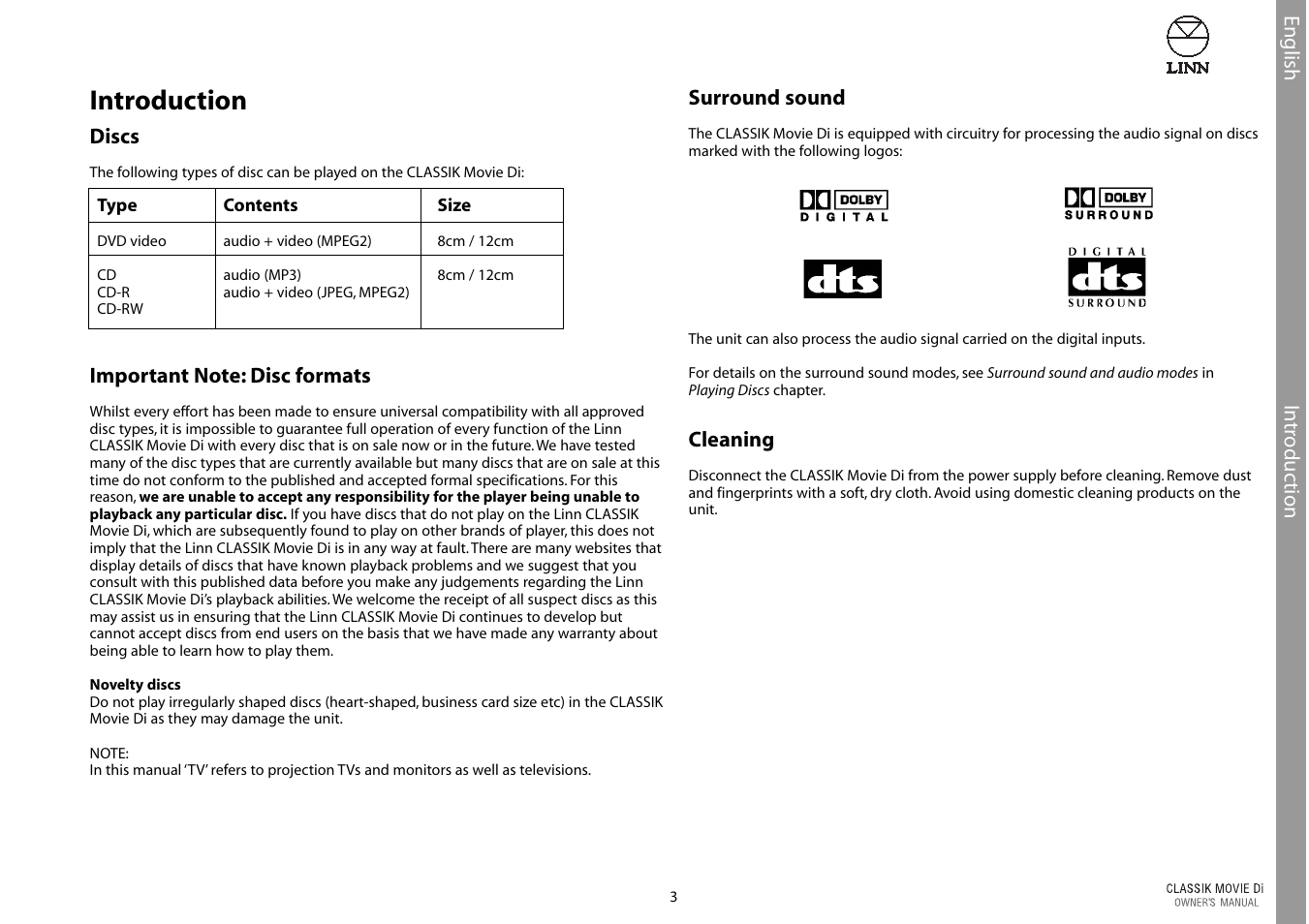 Introduction | Linn CLASSIK Movie Di User Manual | Page 9 / 54