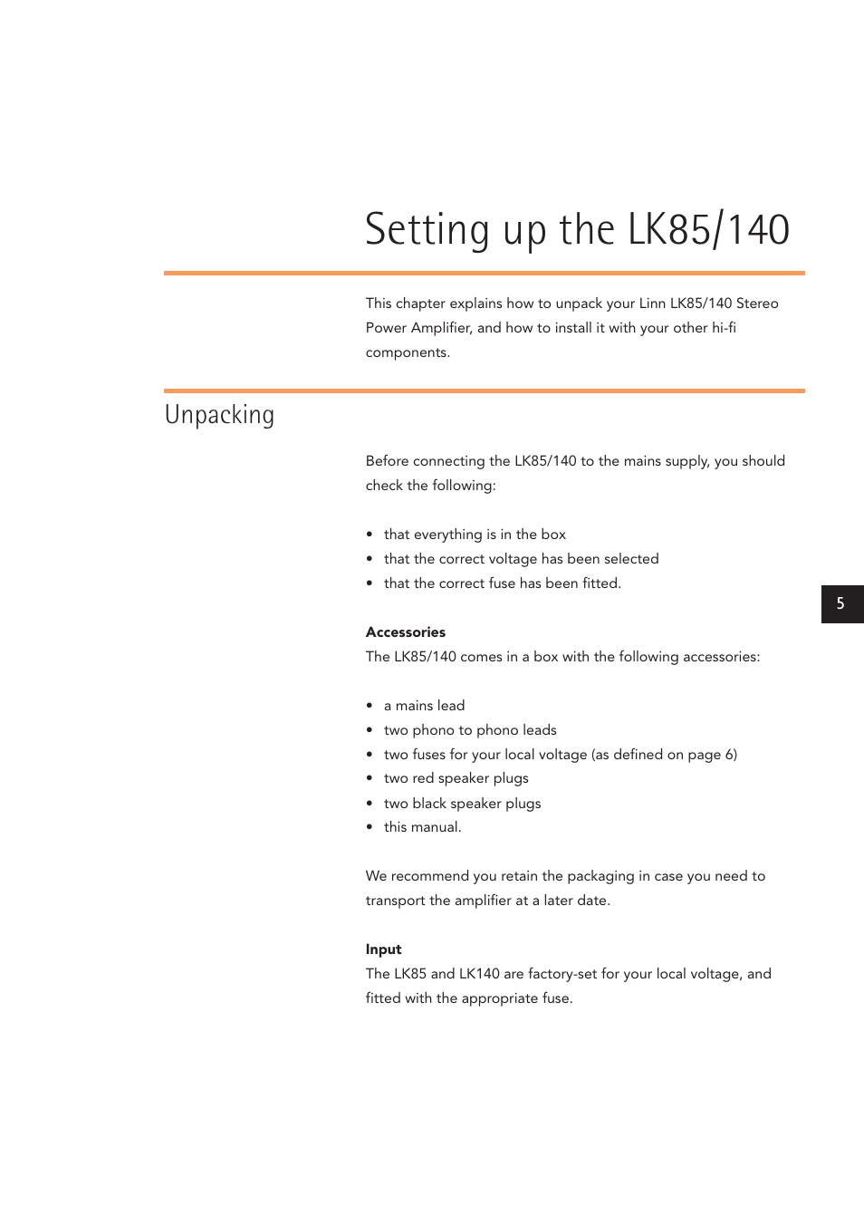 Unpacking | Linn LK140 User Manual | Page 13 / 24