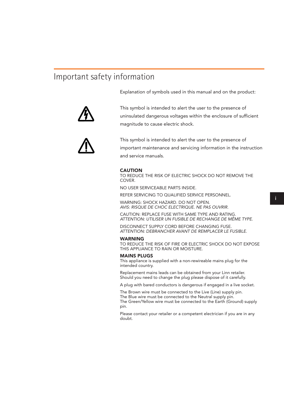 Important safety information | Linn LK140 User Manual | Page 3 / 24