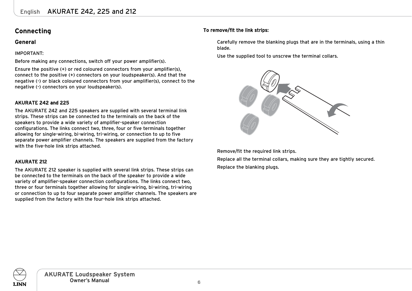 Connecting | Linn Akurate 225 User Manual | Page 11 / 19