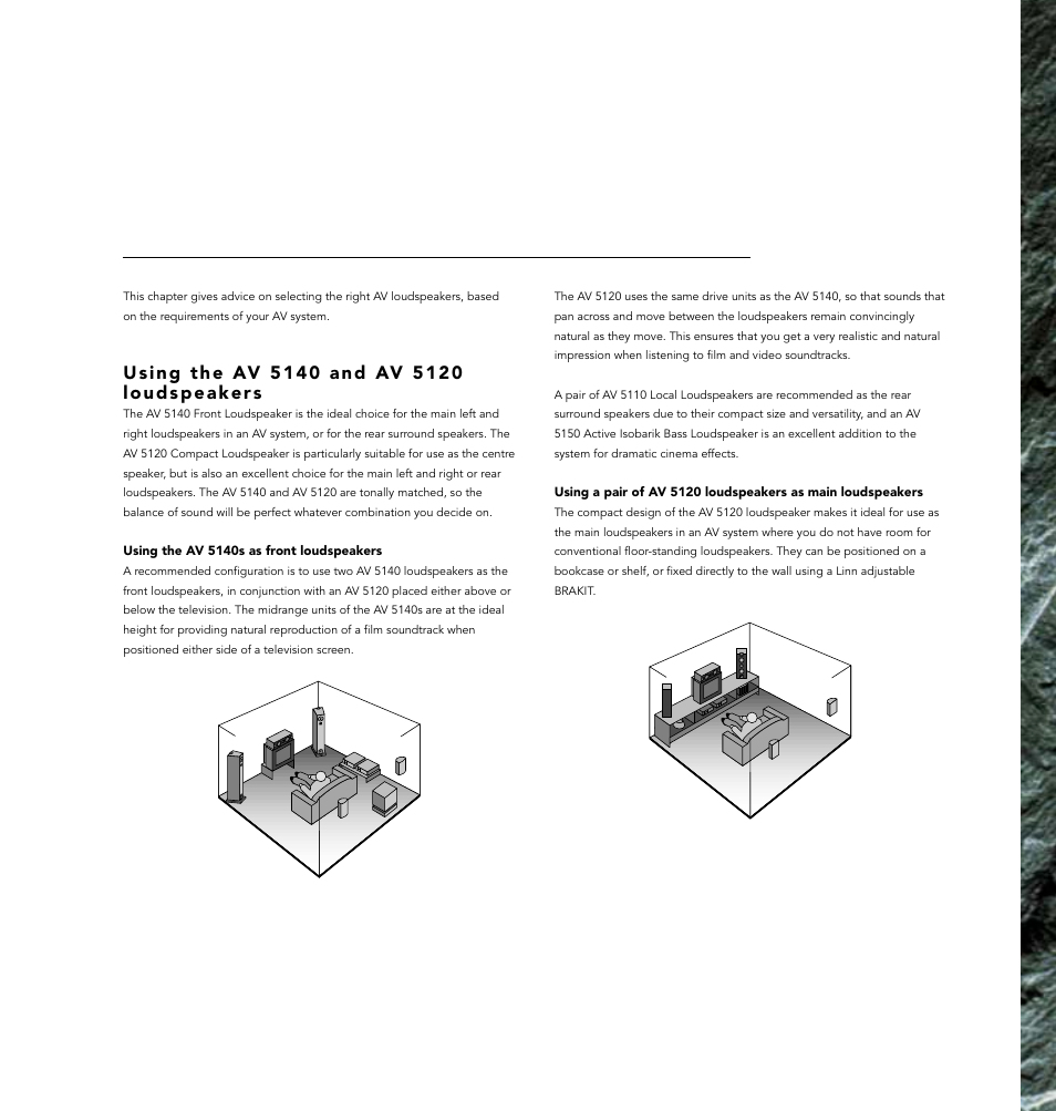 7using the a v loudspeak er s | Linn AV Loudspeaker User Manual | Page 15 / 44