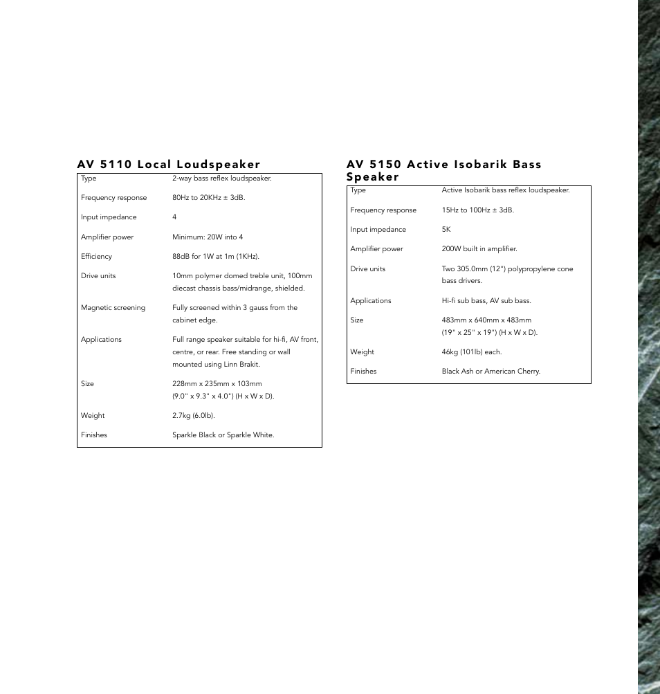 33 technical inf ormation | Linn AV Loudspeaker User Manual | Page 41 / 44