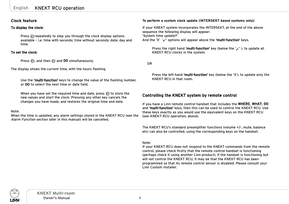 Knekt rcu operation | Linn KNEKT Multi-room User Manual | Page 11 / 17