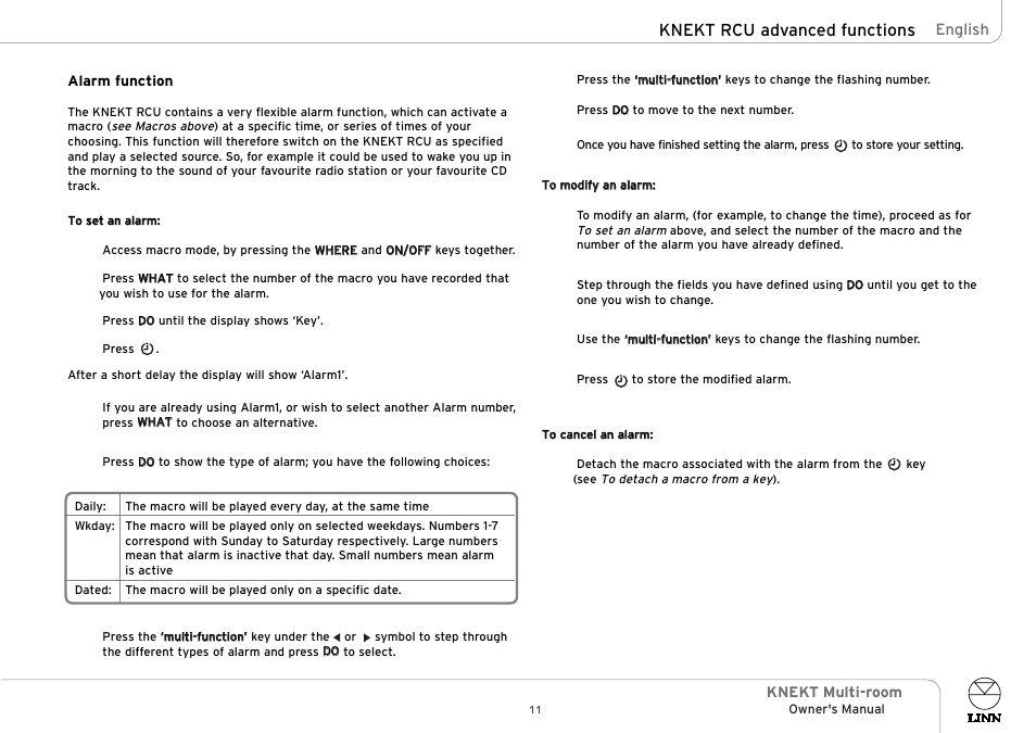 Knekt rcu advanced functions | Linn KNEKT Multi-room User Manual | Page 14 / 17