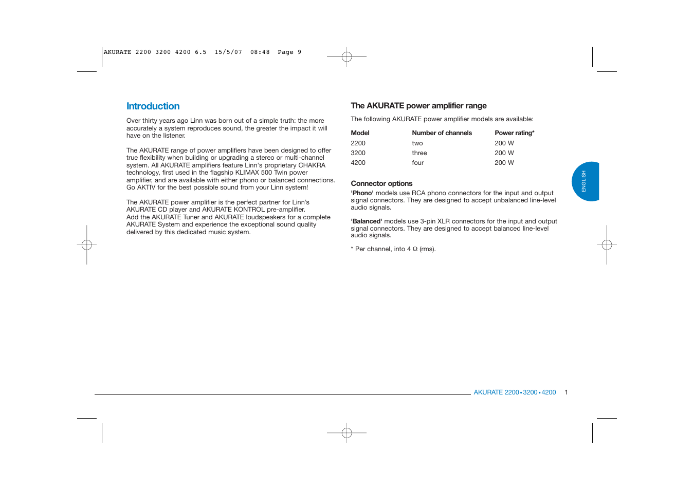 Introduction | Linn AKURATE 2200 User Manual | Page 9 / 22