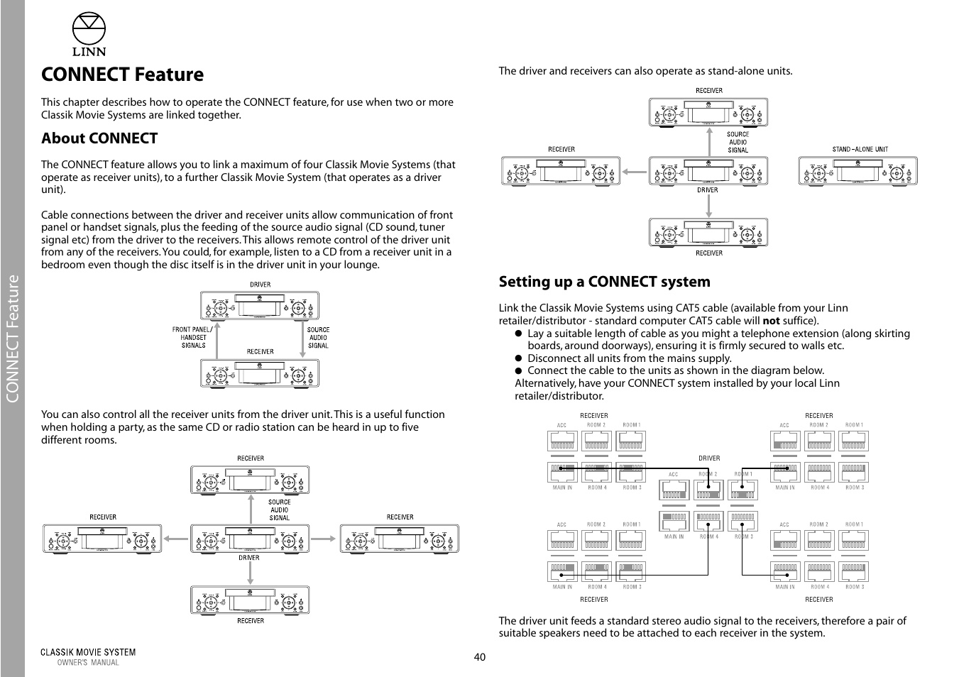 Connect feature, Connect f e atur e | Linn Classic Movie System User Manual | Page 46 / 58