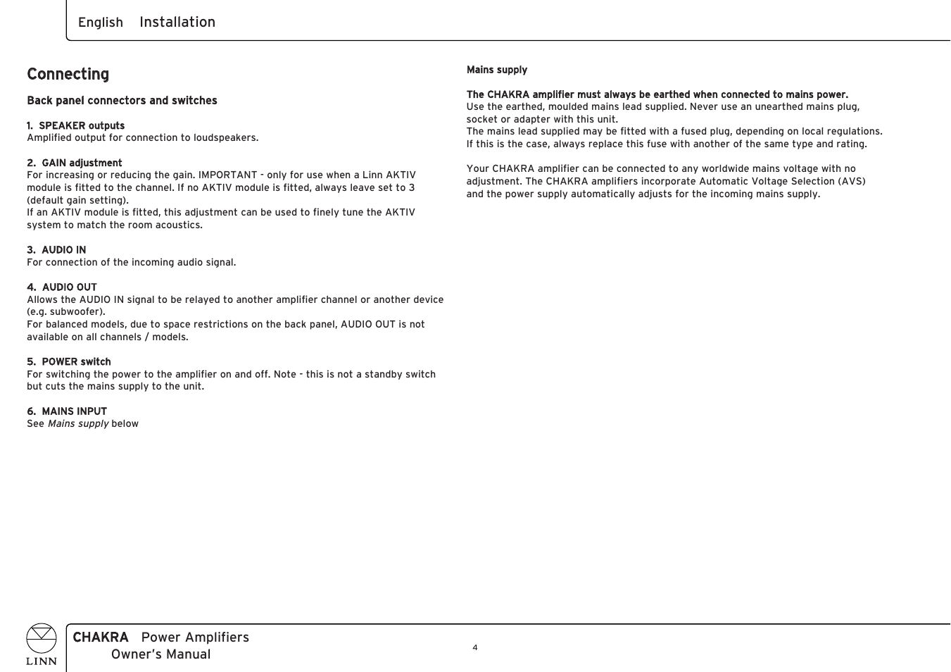 Linn CHAKRA C 4100 User Manual | Page 12 / 26