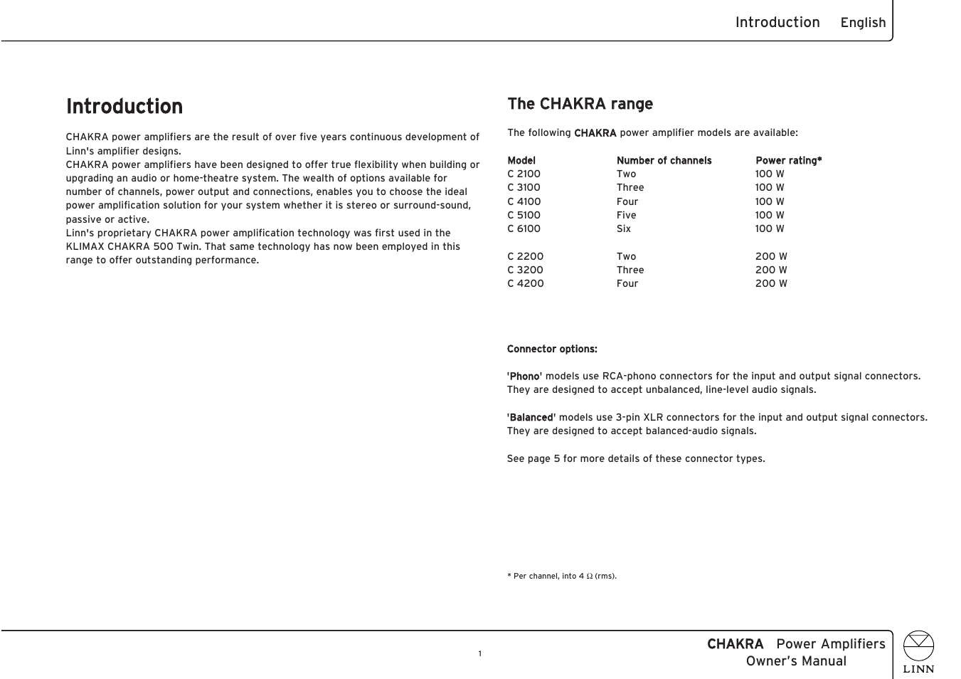 Introduction, Tth hee c ch ha ak kr ra a rraan ng gee | Linn CHAKRA C 4100 User Manual | Page 9 / 26