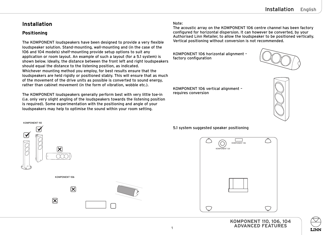 Installation | Linn 110 User Manual | Page 4 / 9