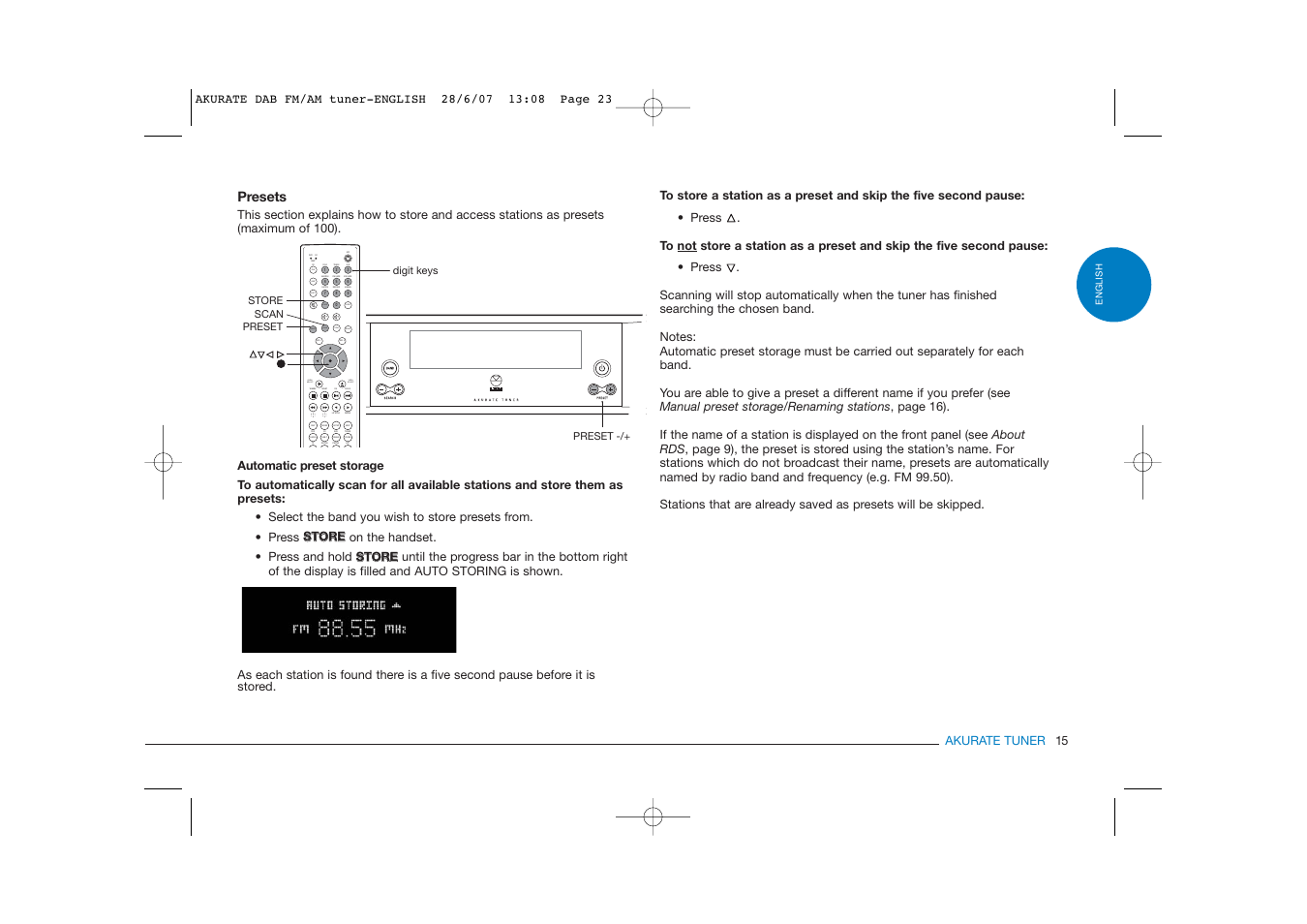Band scan tune disp more setup help | Linn FM/AM/DAB TUNER User Manual | Page 23 / 31
