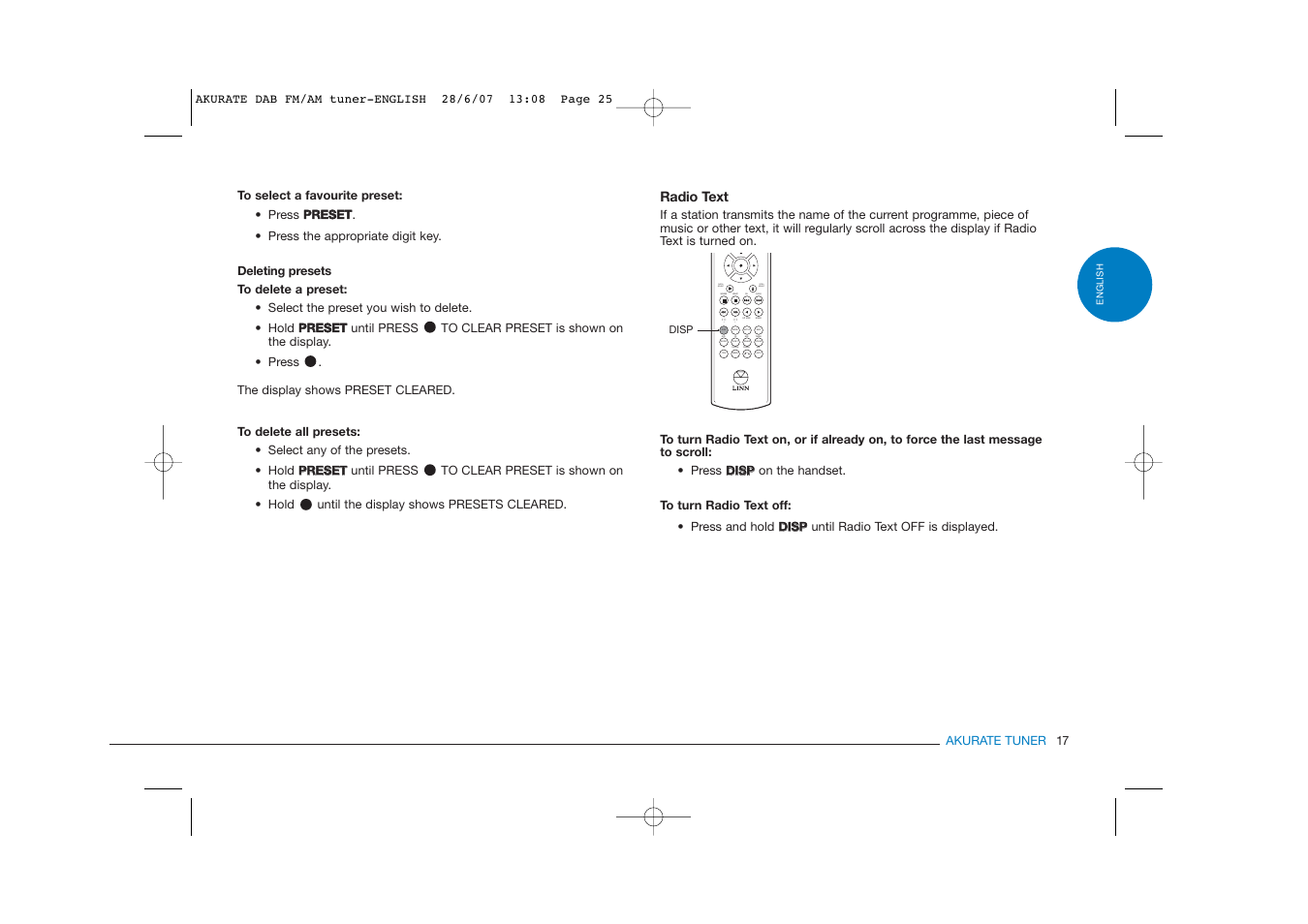 Linn FM/AM/DAB TUNER User Manual | Page 25 / 31