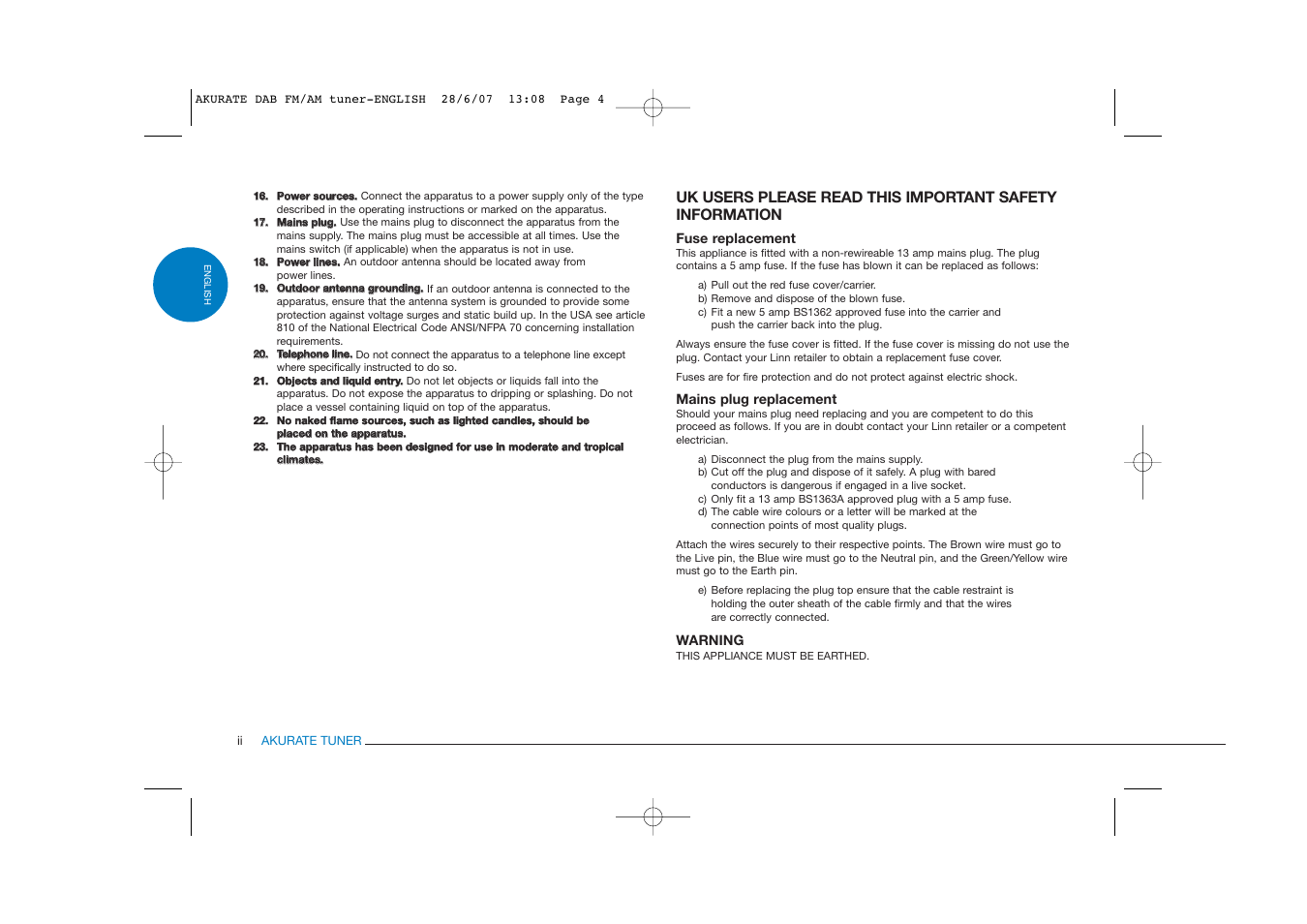 Linn FM/AM/DAB TUNER User Manual | Page 4 / 31