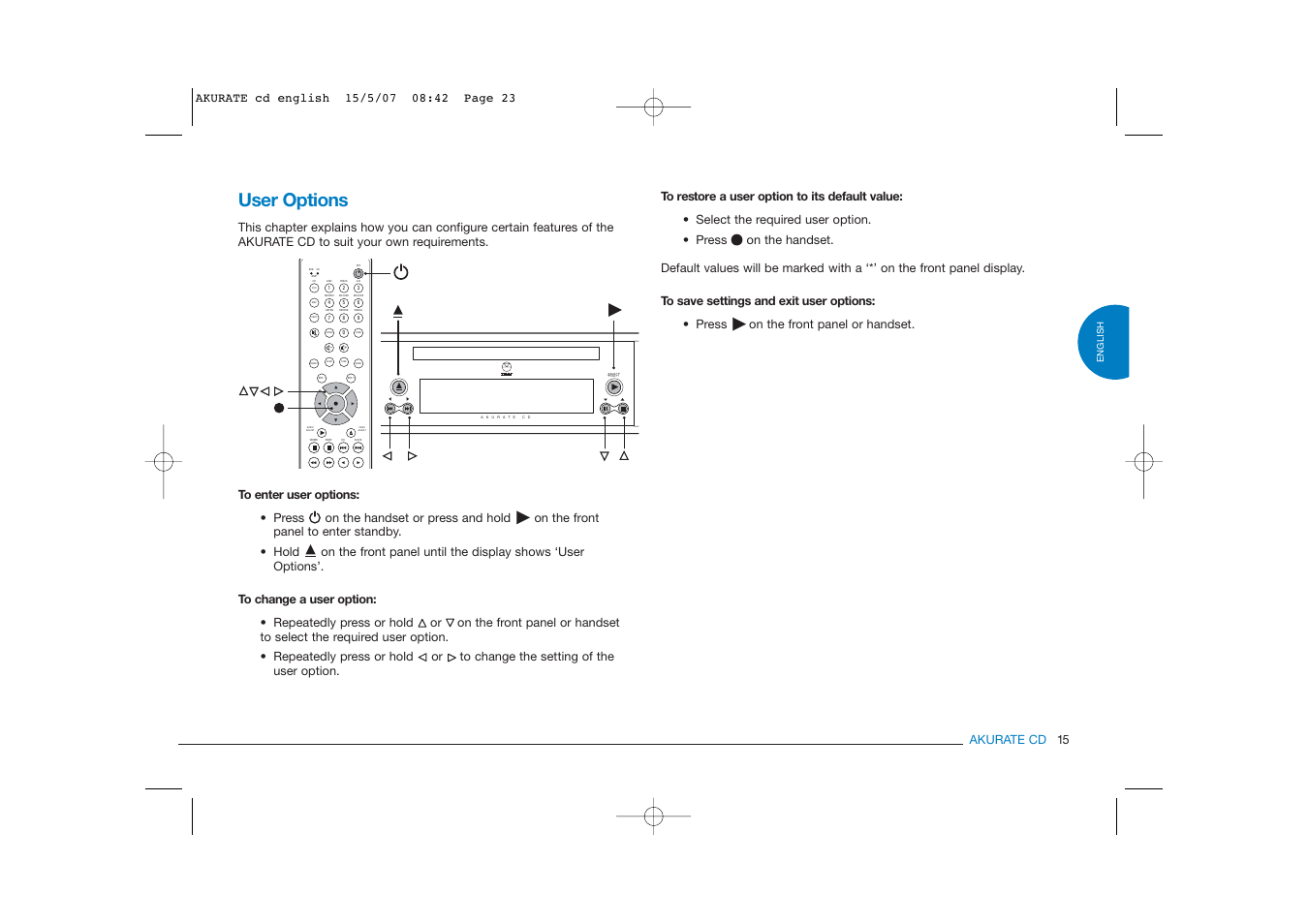 Band, Scan tune | Linn AKURATE CD Player User Manual | Page 23 / 30