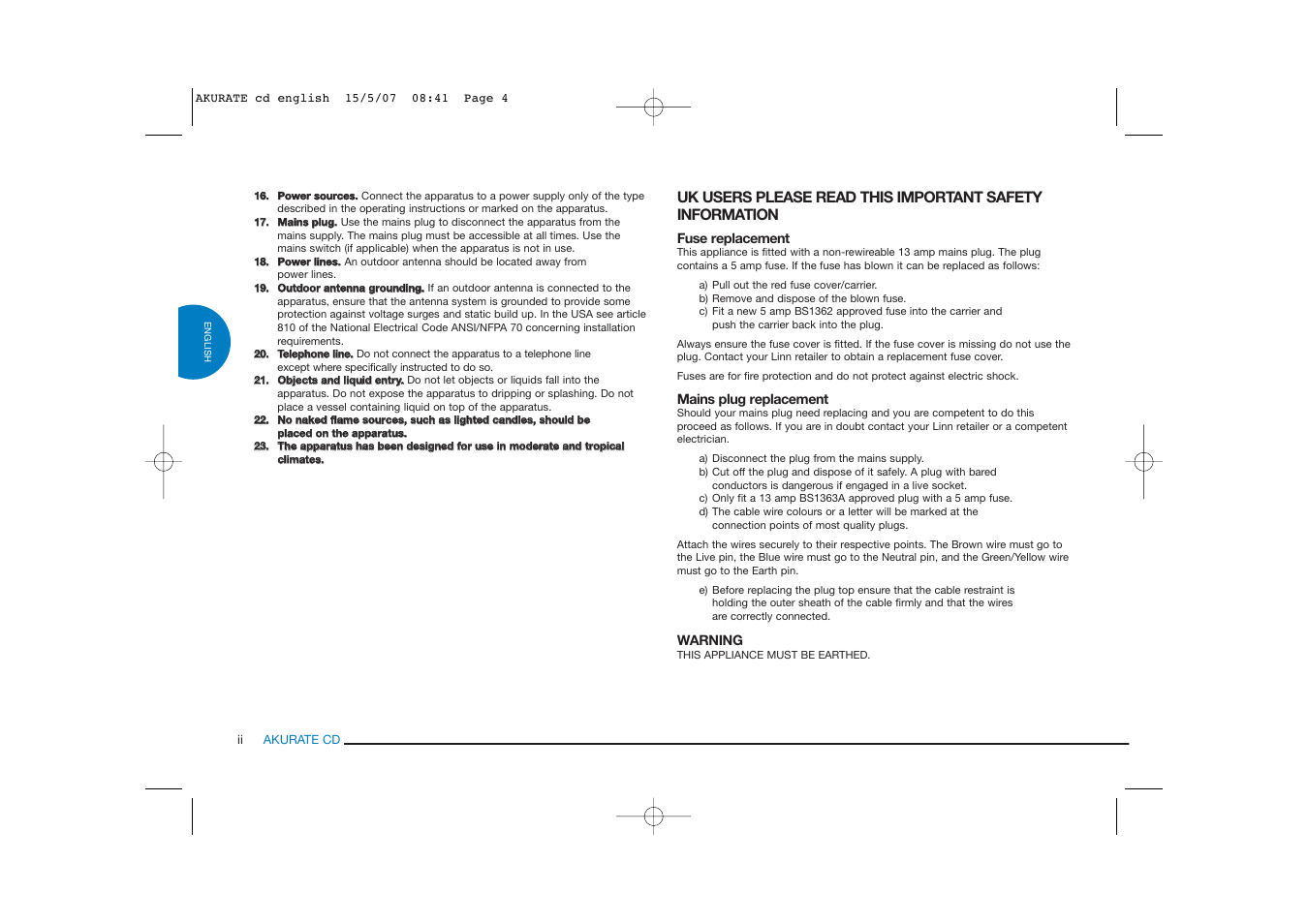 Linn AKURATE CD Player User Manual | Page 4 / 30