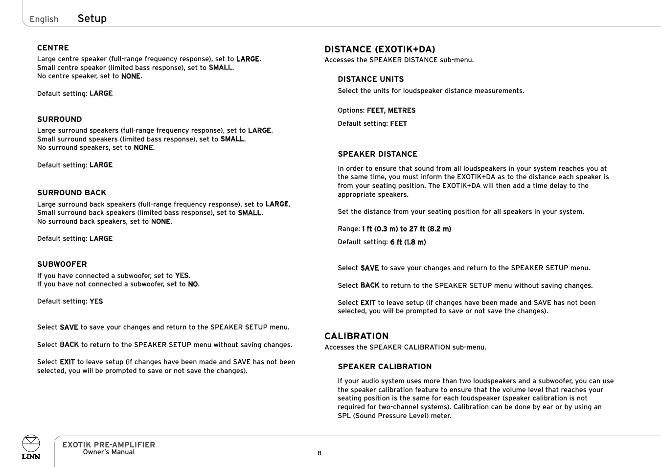 Setup | Linn EXOTIK PRE-AMPLIFIER User Manual | Page 13 / 28