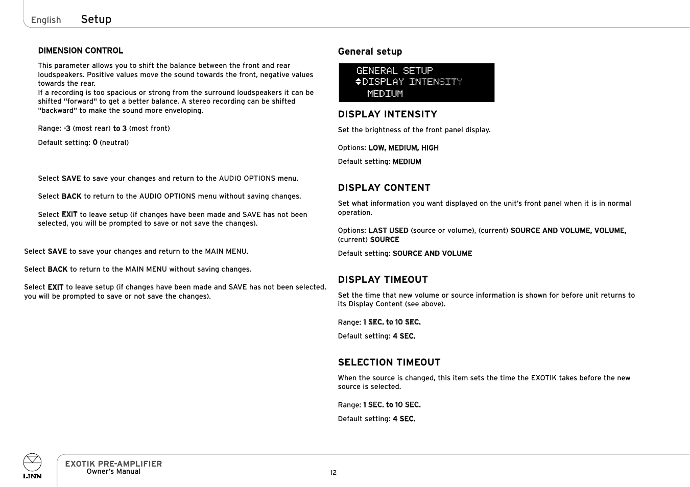 Setup | Linn EXOTIK PRE-AMPLIFIER User Manual | Page 17 / 28