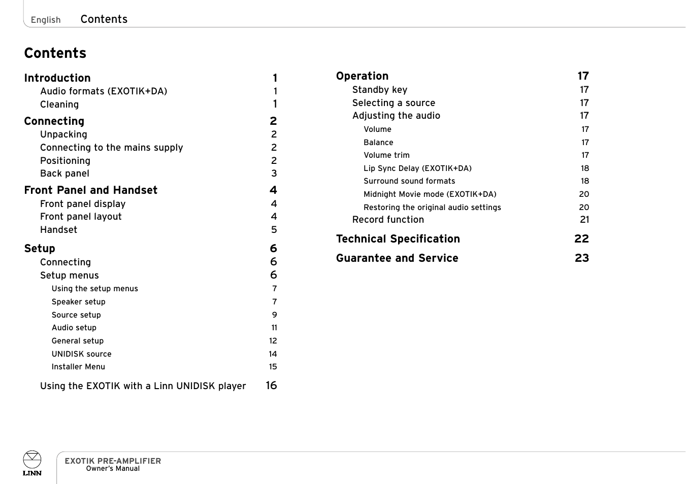 Linn EXOTIK PRE-AMPLIFIER User Manual | Page 5 / 28