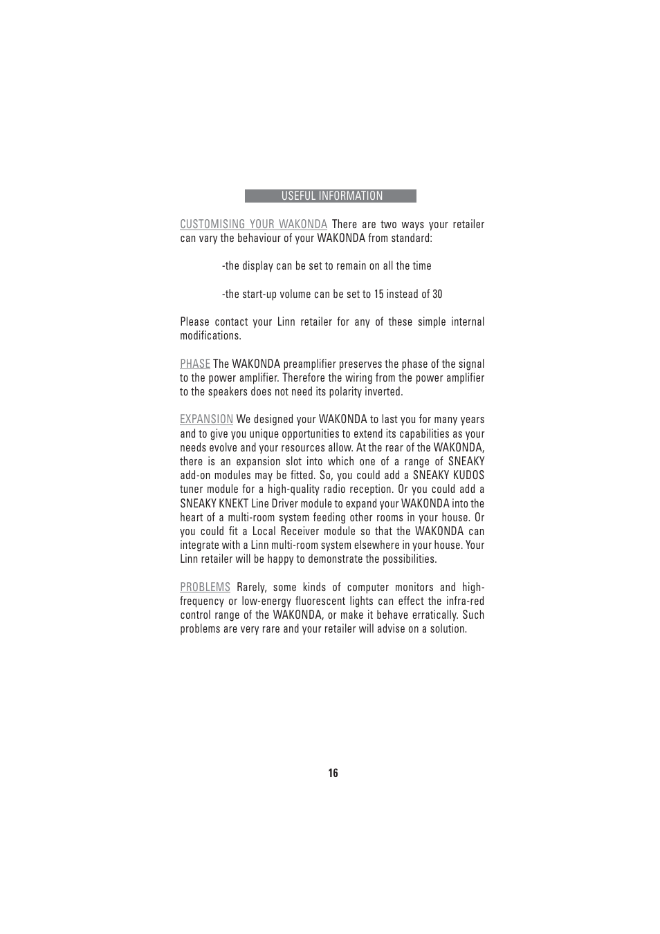 Linn WAKONDA User Manual | Page 22 / 24