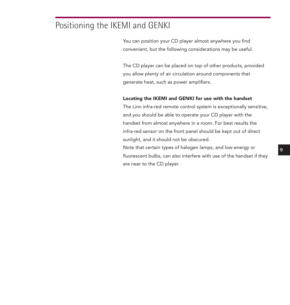 Positioning the ikemi and genki | Linn IKEMI & GENKI User Manual | Page 17 / 39