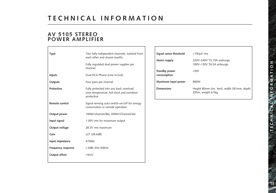 Av 5105 stereo power amplifier | Linn AV 5105 User Manual | Page 19 / 22