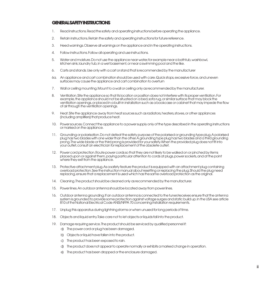 Ii general safety instructions | Linn 500 Solo User Manual | Page 5 / 33