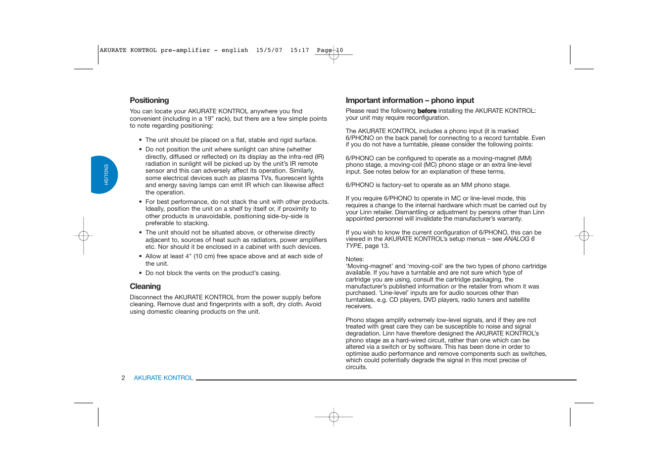 Linn PRE- AMPLIFIER User Manual | Page 10 / 36