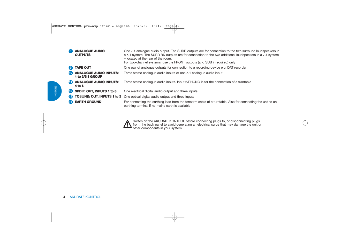 Linn PRE- AMPLIFIER User Manual | Page 12 / 36