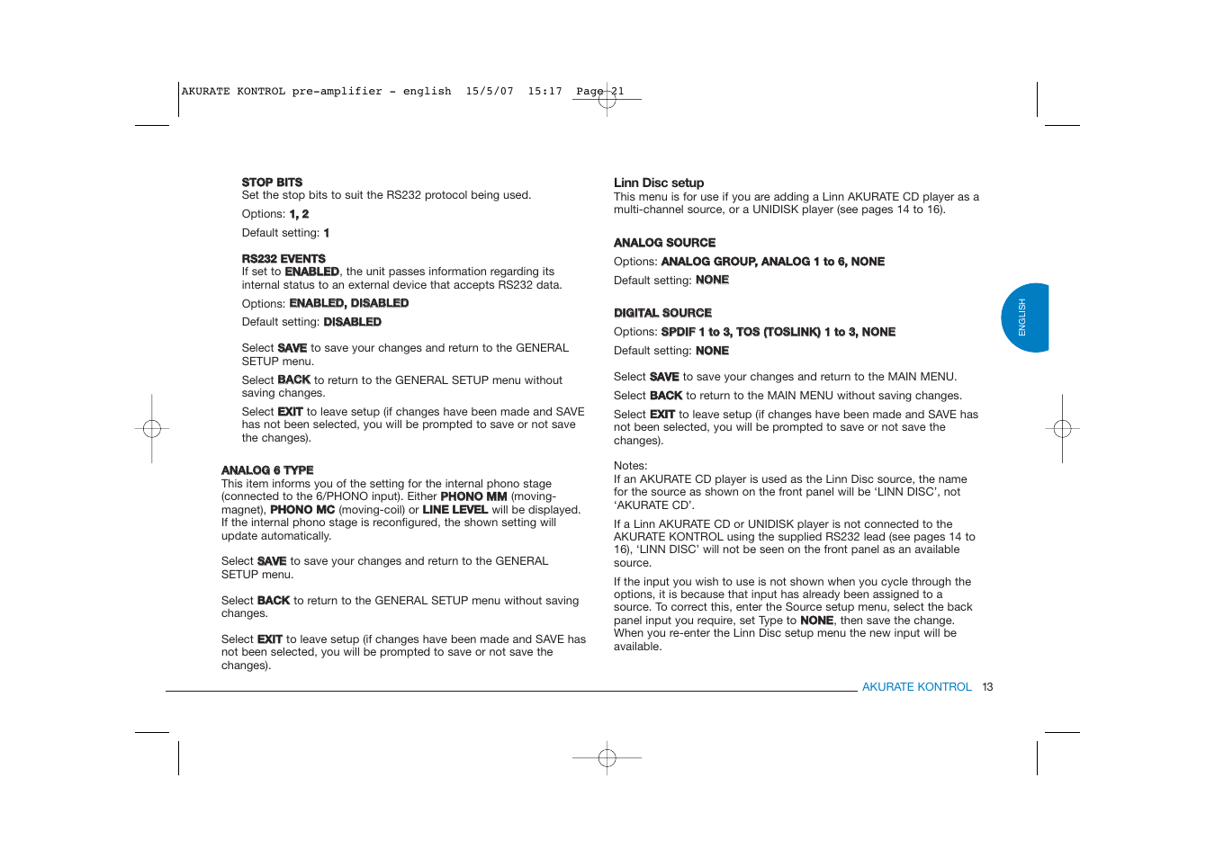 Linn PRE- AMPLIFIER User Manual | Page 21 / 36