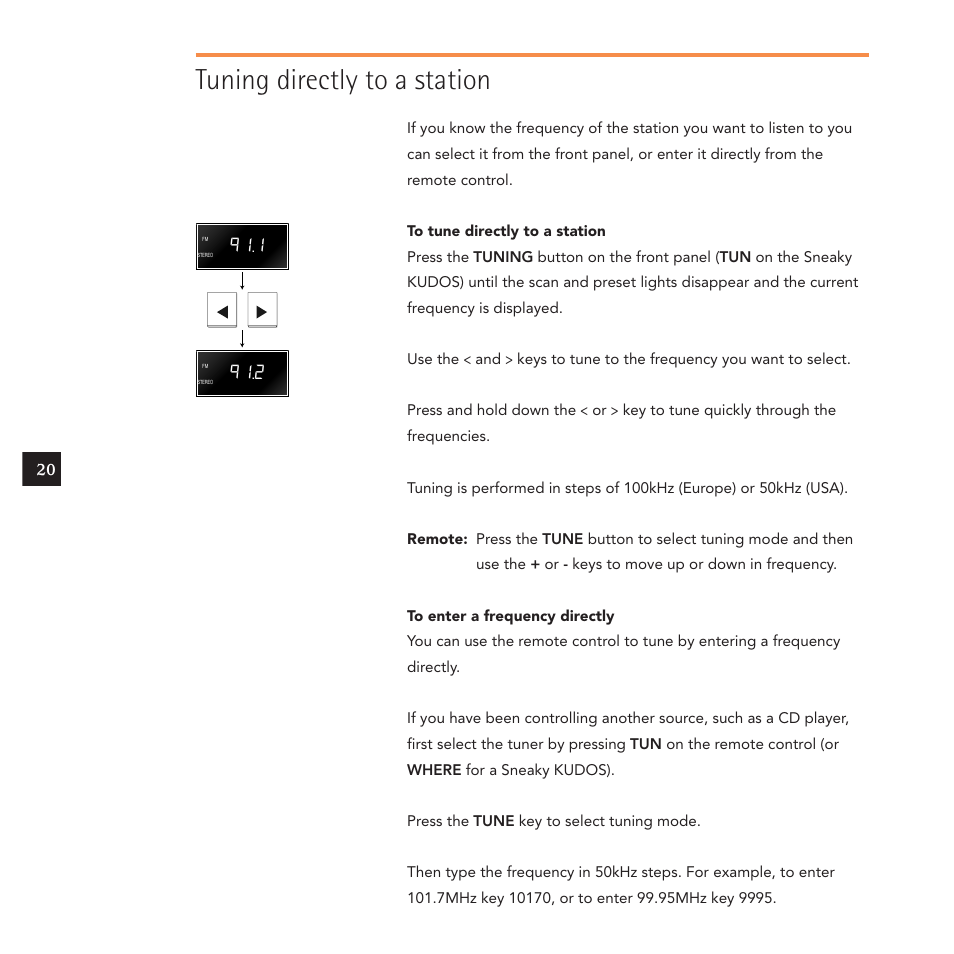 Tuning directly to a station | Linn Kudos User Manual | Page 27 / 48