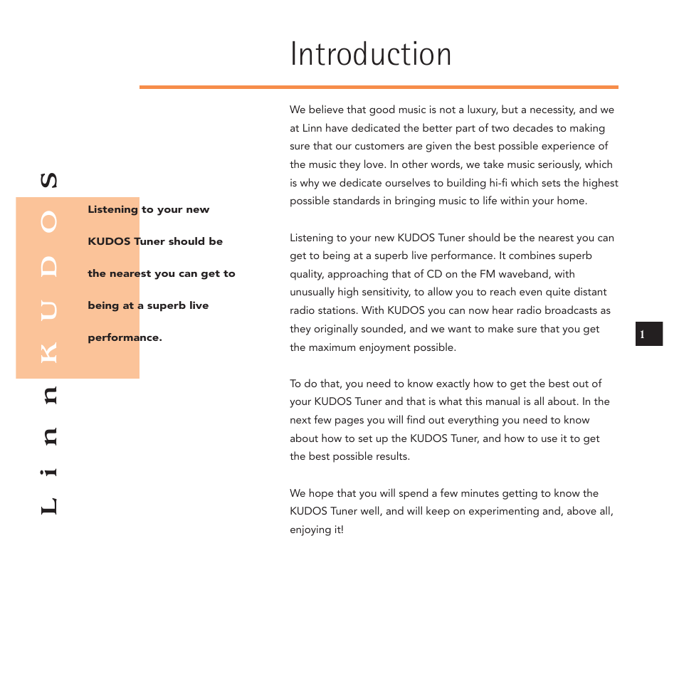 Introduction, Linn k udo s | Linn Kudos User Manual | Page 8 / 48