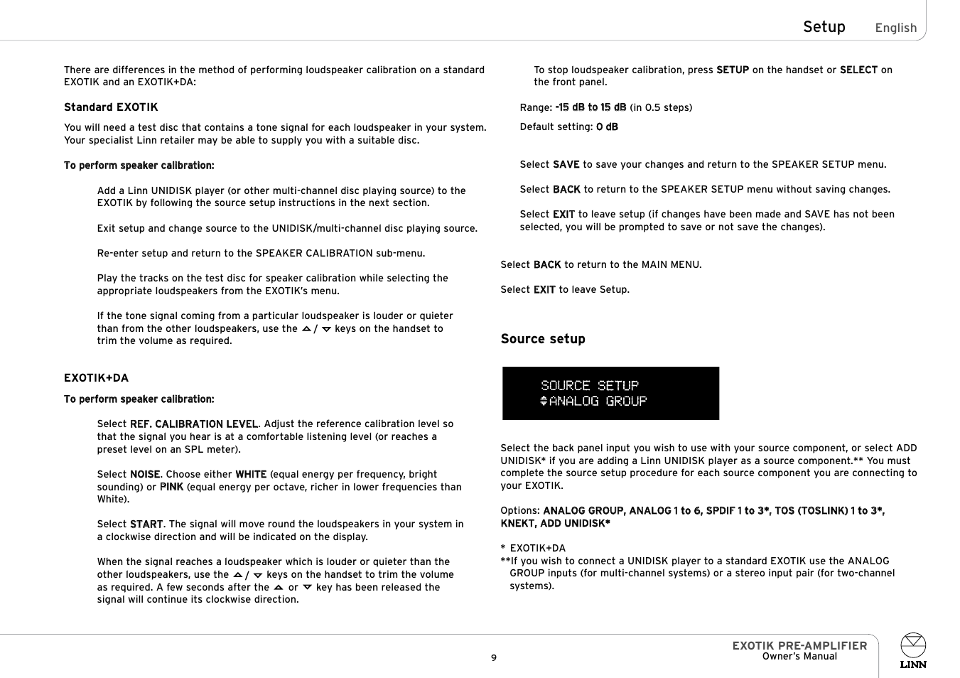 Setup | Linn PRE- AMPLIFIER User Manual | Page 14 / 28