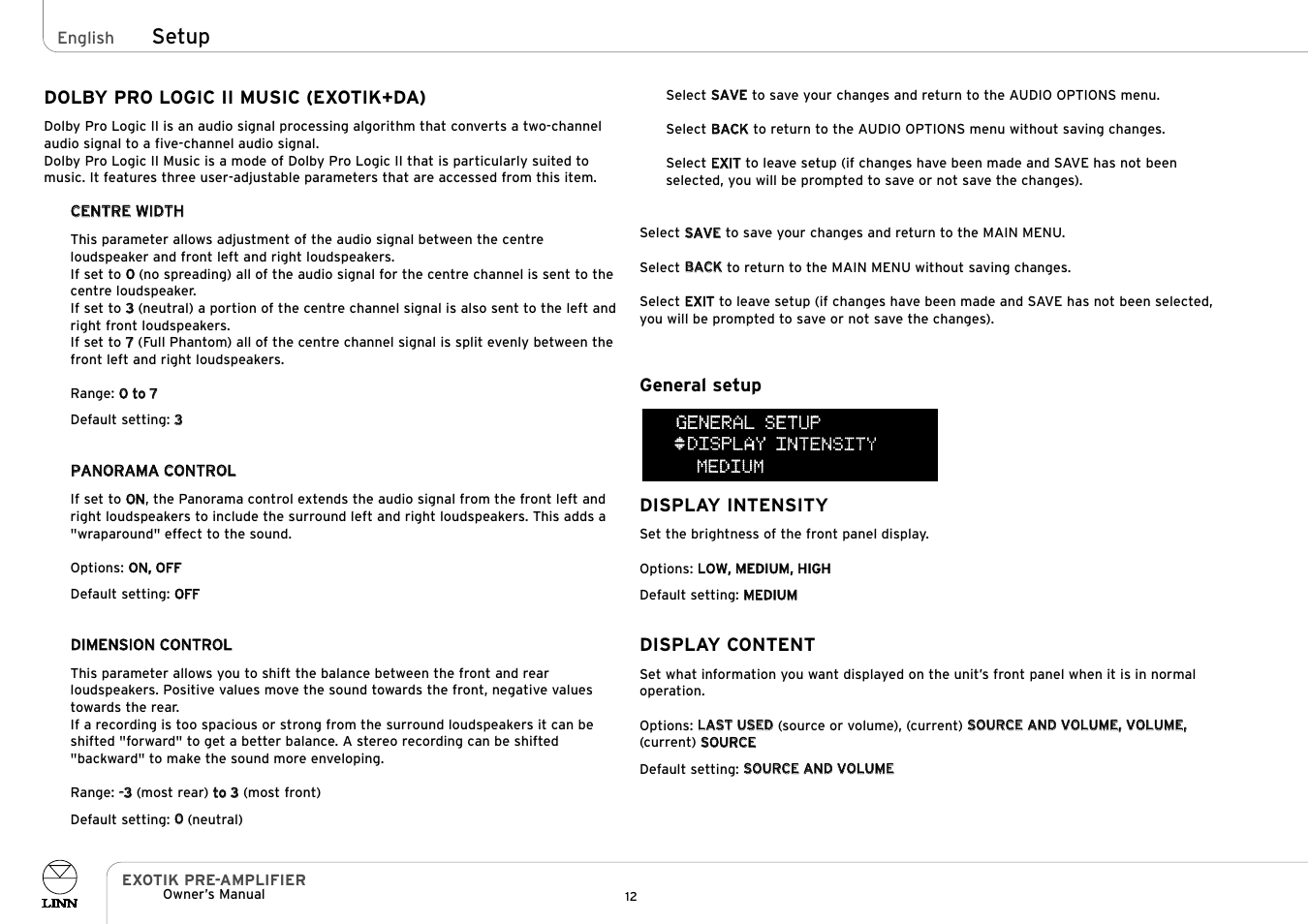 Setup | Linn PRE- AMPLIFIER User Manual | Page 17 / 28