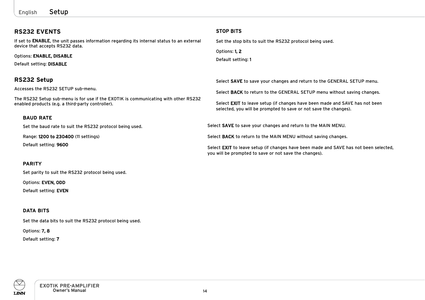 Setup | Linn PRE- AMPLIFIER User Manual | Page 19 / 28