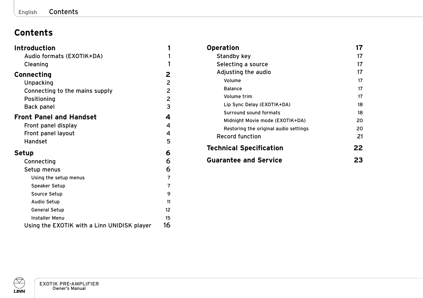 Linn PRE- AMPLIFIER User Manual | Page 5 / 28