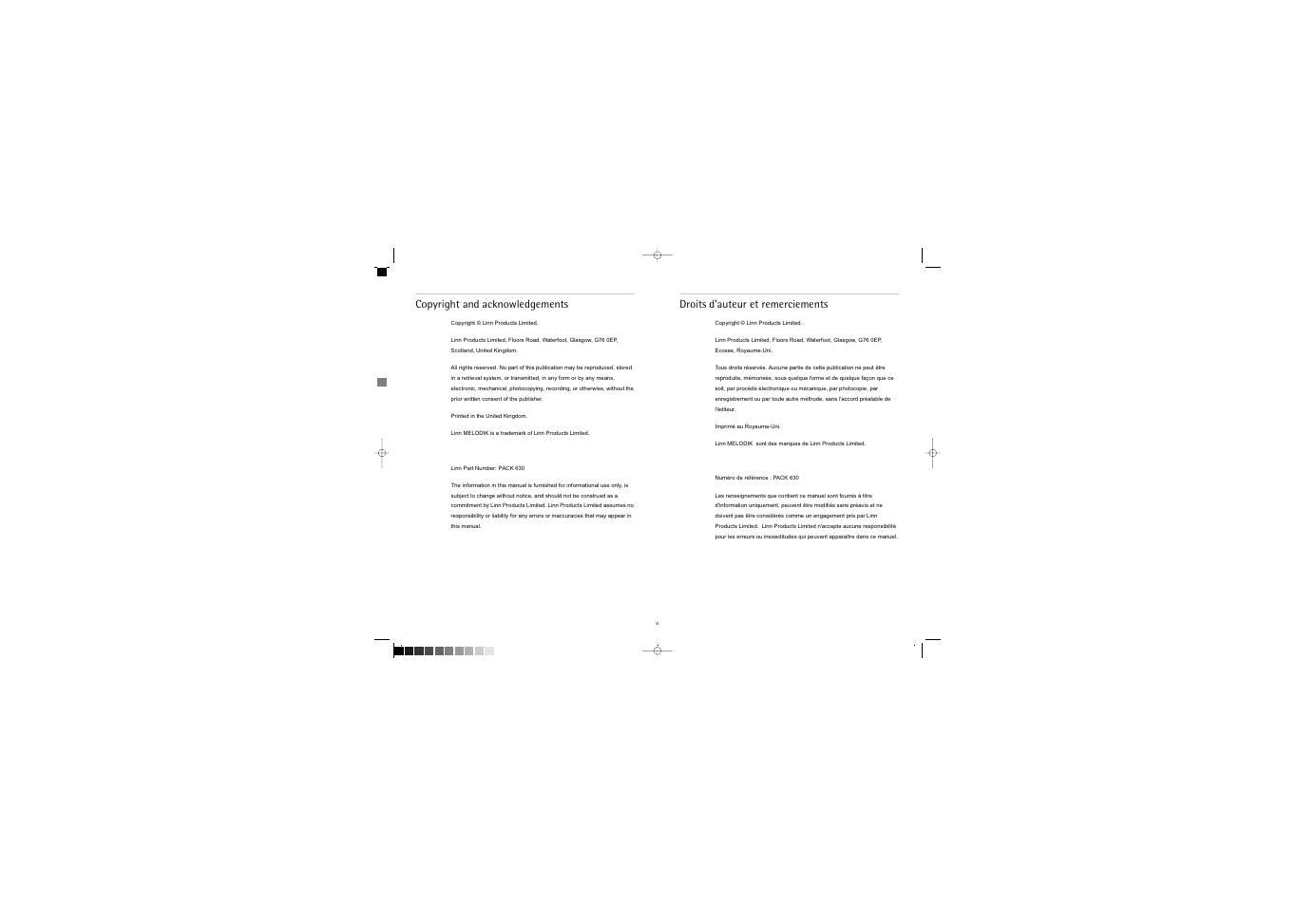 Rs\uljkw dqg dfnqrzohgjhphqwv, Urlwv gjdxwhxu hw uhphuflhphqwv | Linn Melodik User Manual | Page 7 / 36